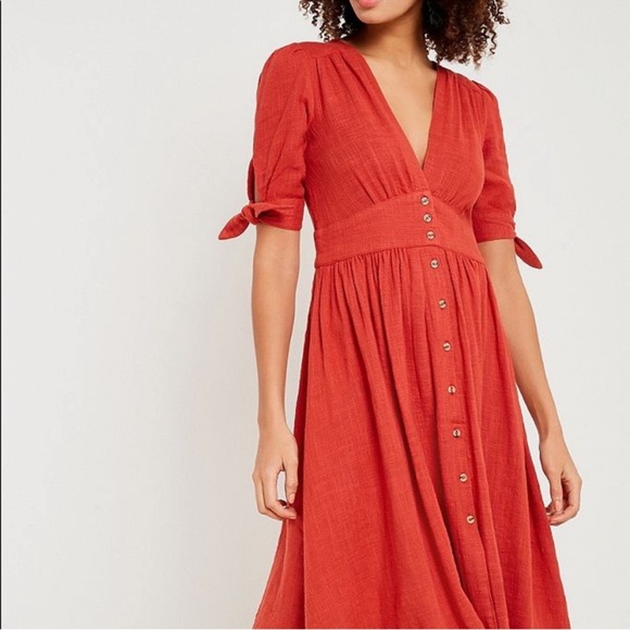 Free People Dresses & Skirts - Free People Love of My Life Midi Burnt Orange Dress Button-Down Medium